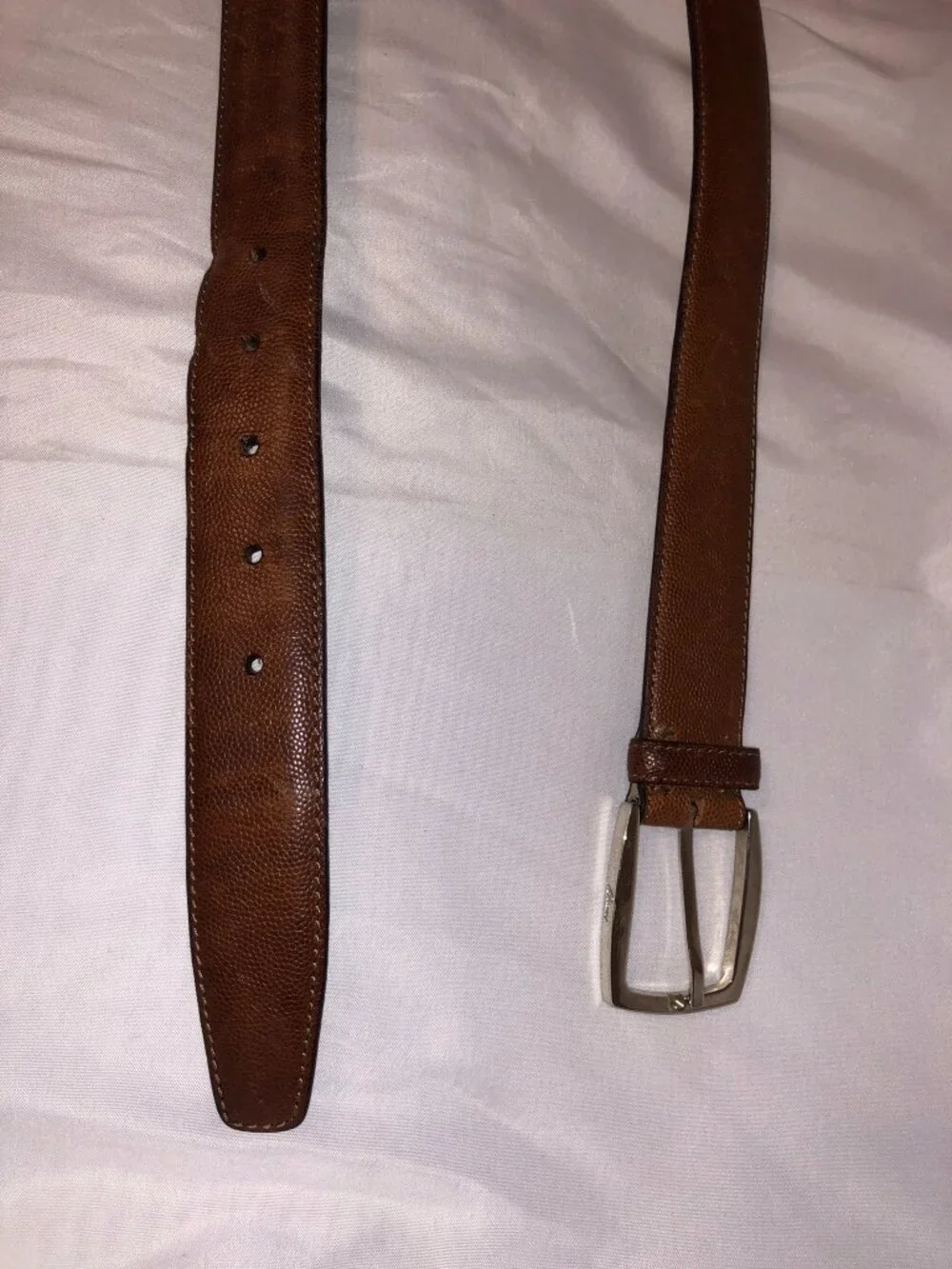 Brioni Men's Brown Leather Belt Size 38 100 Handmade In Italy Silver Buckle